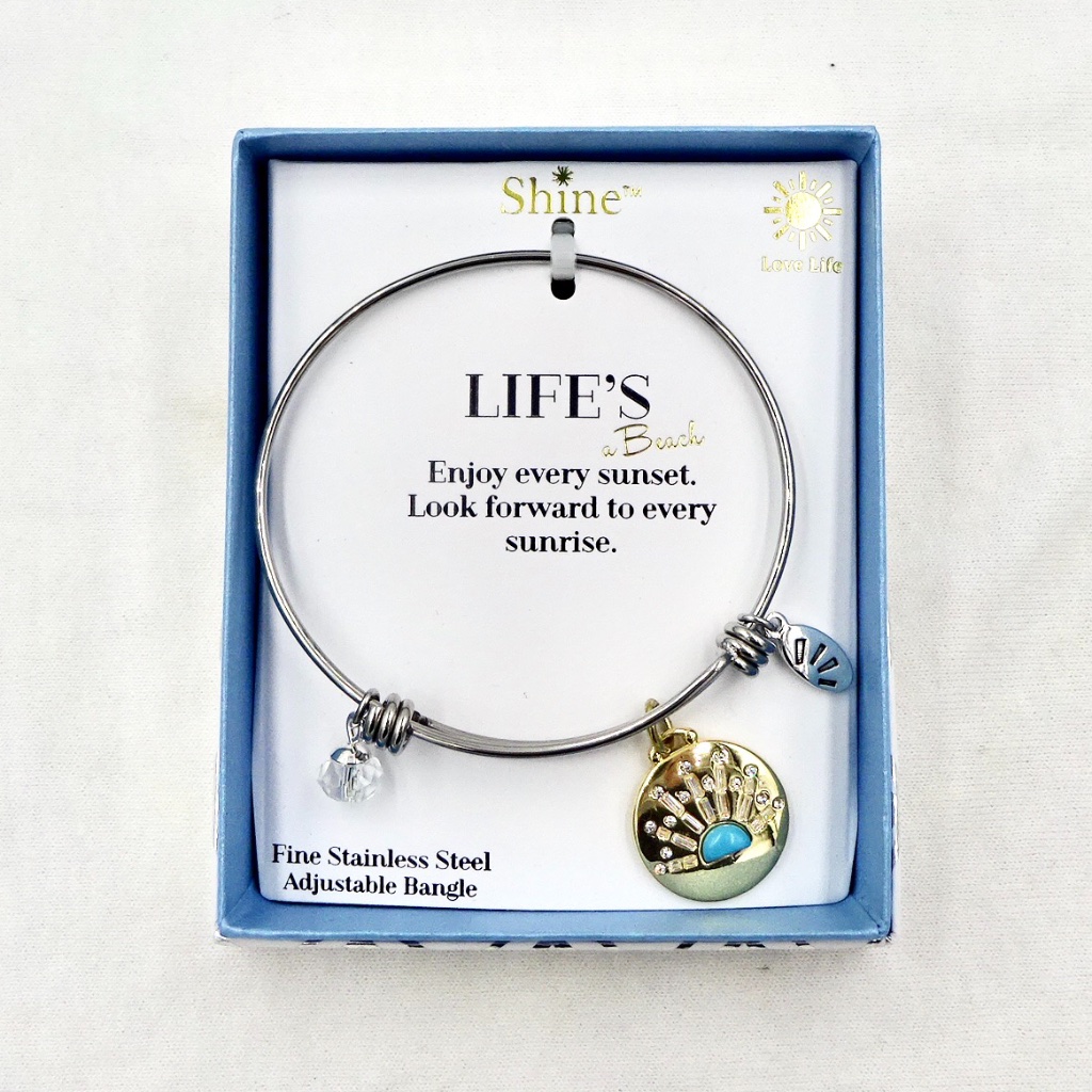 Shine Life's A Beach Stainless Steel Bangle Nibwt